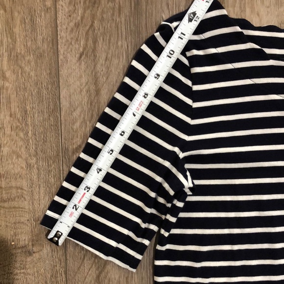 Like new - TALBOTS Pima Cotton Navy and White Striped Top w/ Scalloped Neckline - Picture 7 of 7